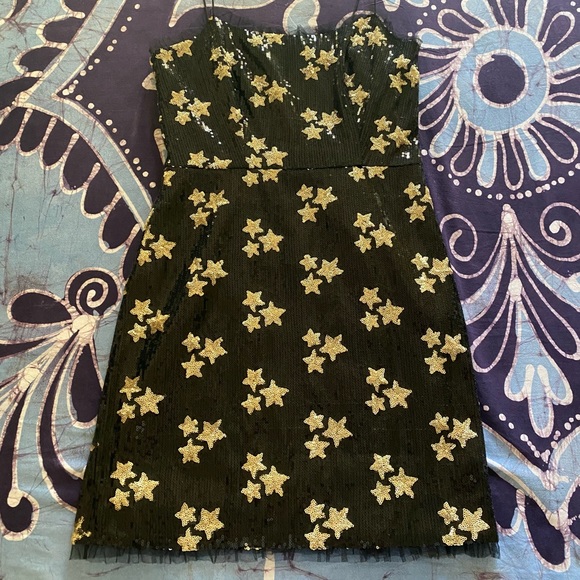 The East Order Black Sequin Mini Dress with Gold Stars - Picture 2 of 5